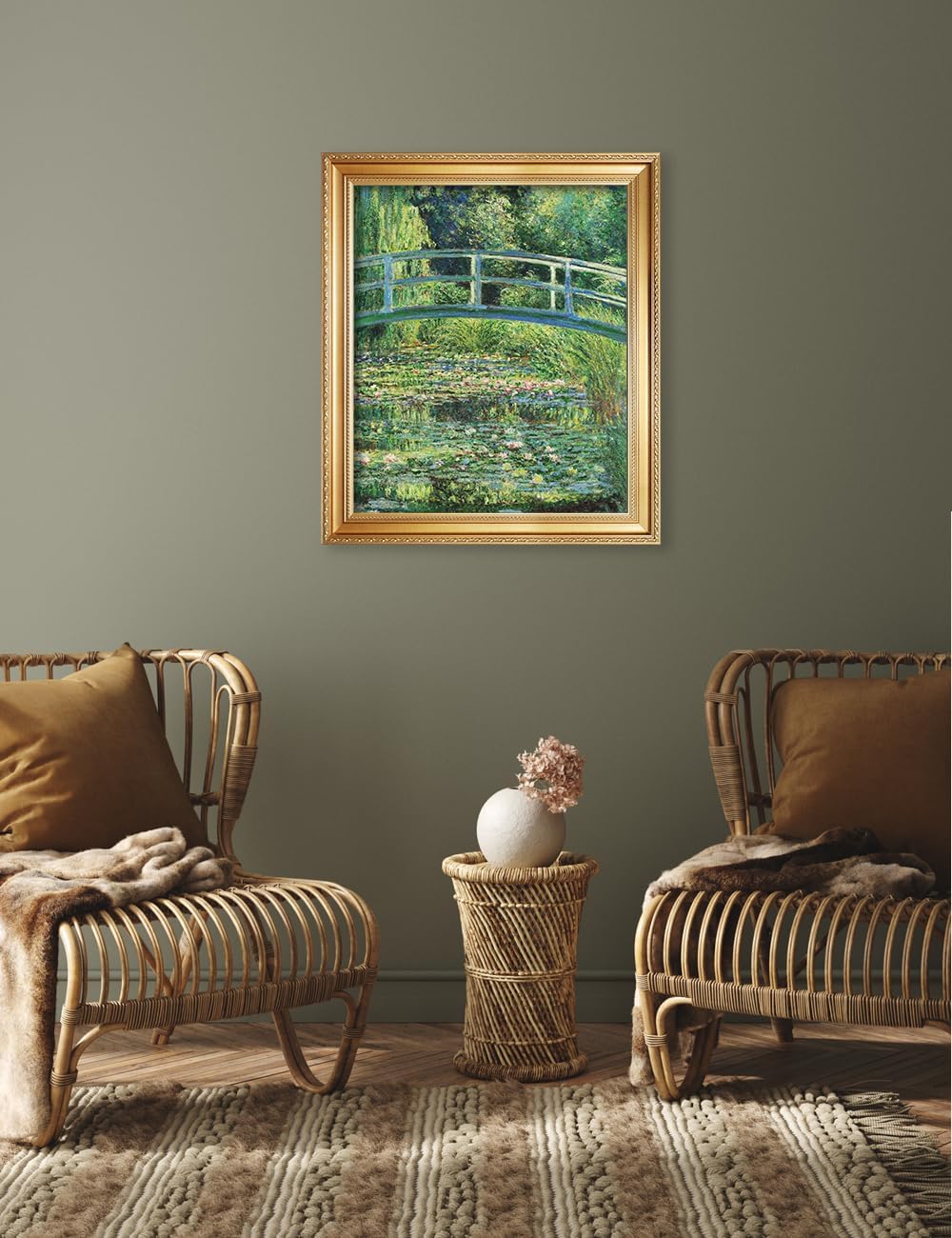 DECORARTS - Claude Monet The Japanese Bridge Giclee Print with Gold Solid Wood Frame, Impressionist Large Framed Wall Art, Ready to Hang, Framed Size 28.75x34.75, Made in USA