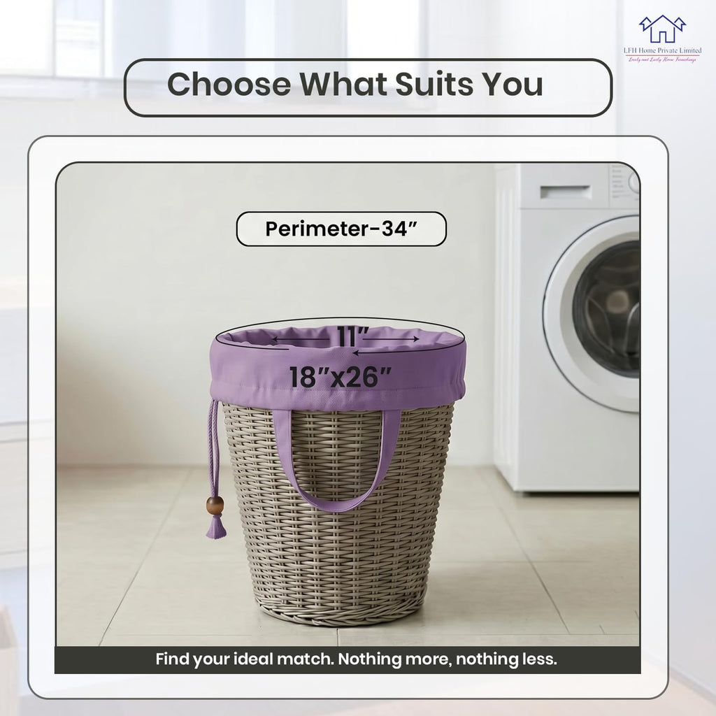 LFH Home Cotton Rich Large Premium Canvas Laundry Bag, Heavy Duty Washable Laundry Hamper with Drawstring & Handles, Multi-Use Clothes Storage for Home, Travel & College 18'x26' (Pack of 6) - Lavender