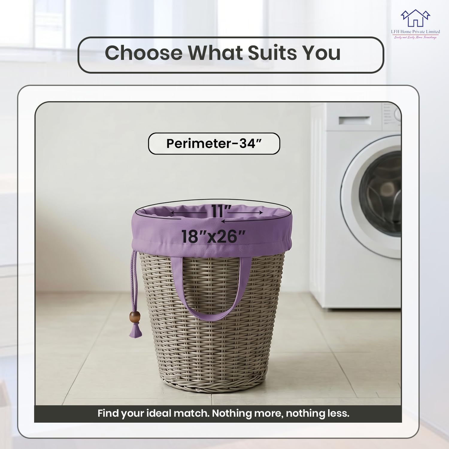 LFH Home Cotton Rich Large Premium Canvas Laundry Bag, Heavy Duty Washable Laundry Hamper with Drawstring & Handles, Multi-Use Clothes Storage for Home, Travel & College 18'x26' (Pack of 6) - Lavender