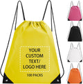 Fyore Custom Drawstring Bags with Logo, 10/50/100 Pack Bulk Personalized String Backpacks for Gym, Sports, Events, Travel, Daily Use, Business Activities