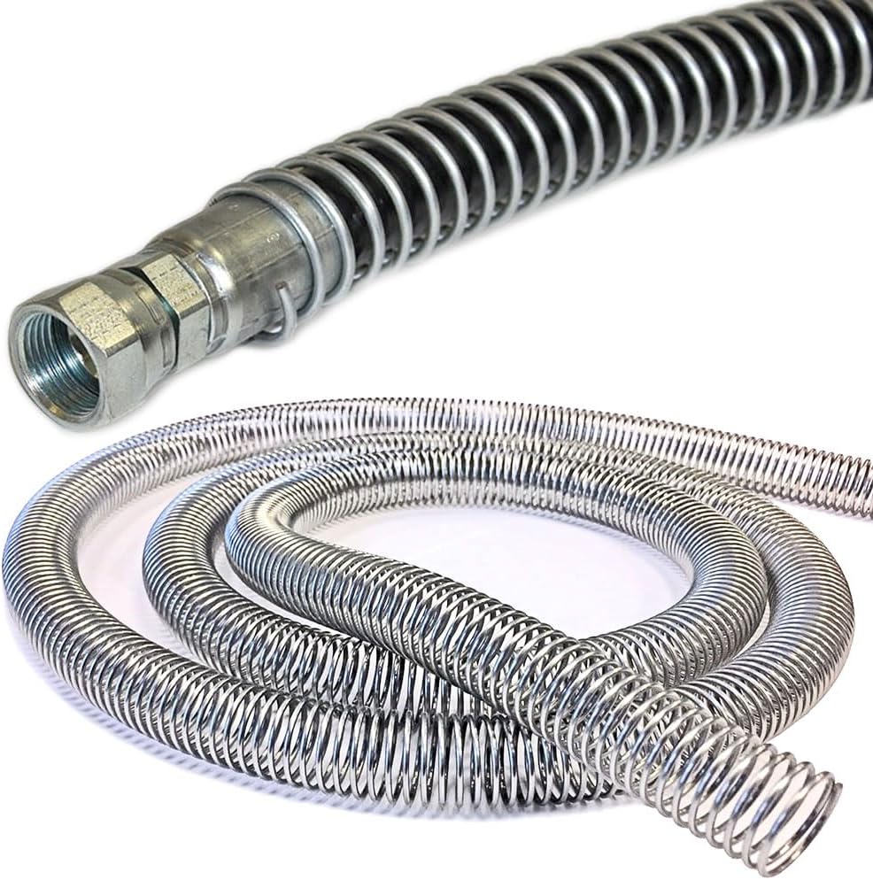 Electriduct 1.5' Steel Spring Guard Flexible Pipe Hose Protector Metal Spiral Wrap Armor Cover - 41mm - 25 Feet