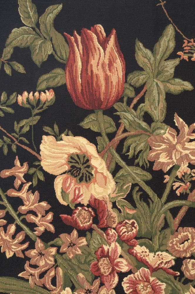 C Charlotte Home Furnishings Inc Century Floral Black European Tapestry Wall Hanging | Viscose Cotton and Polyester Blend Wall Art | 36 in. x 27 in | Home Decor Accents | Inspired by Famous