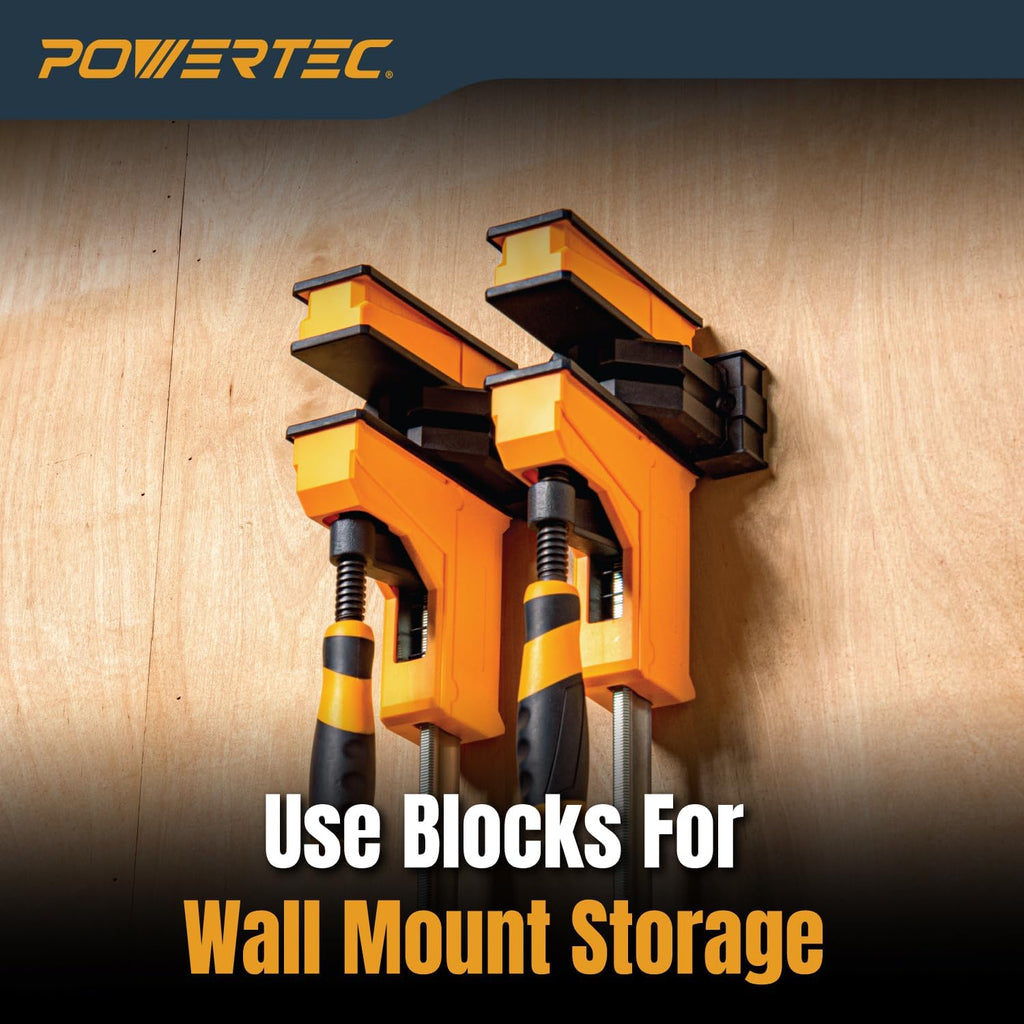 POWERTEC 72450 36' Woodworking Parallel Clamps Jaw Bar Clamp Spreader Tool 4PK, with 4PK Parallel Clamp Blocks - for Cabinet Door & Frame Gluing