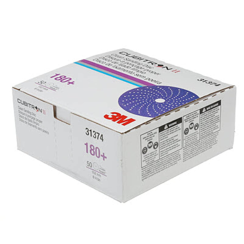3M Cubitron, Hookit Clean Sanding Abrasive Disc 31374, 6 in, 180+ Grade, 50 Count Discs, Virtually Dust-Free, High Performance, Multi-Hole Pattern, Feather Edging, Stock Removal (Pack of 4)