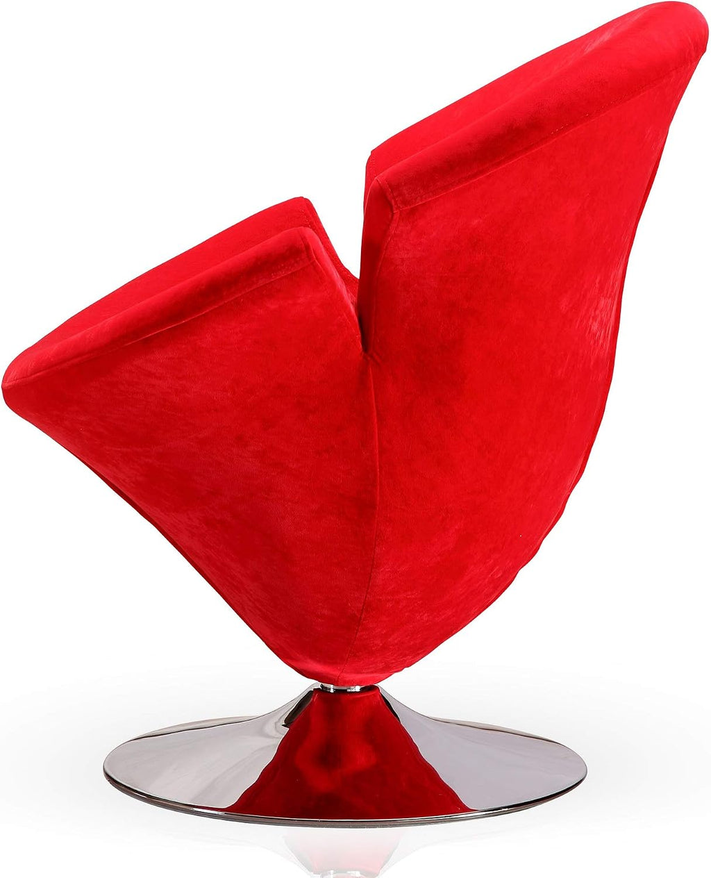 Manhattan Comfort Tulip Swivel Accent Chair with 360° Turn, Modern Flower Inspired Design, Soft Velvet Upholstery, Polished Chrome Base, No Assembly Required, 300 Lbs Capacity, Red