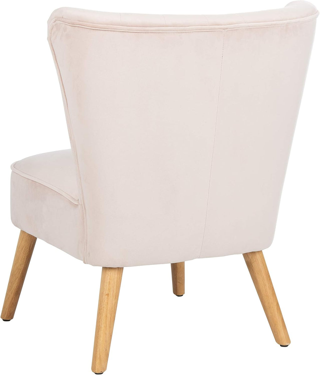 Safavieh Home June Retro Glam Blush Pink Velvet and Natural Accent Chair