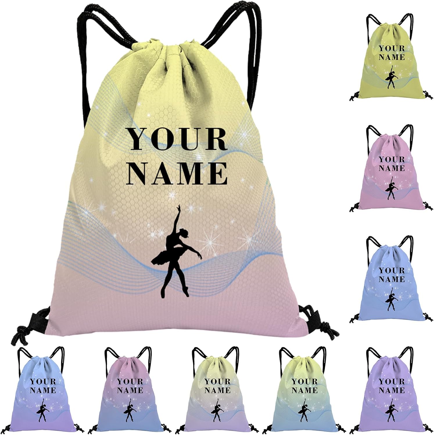 Custom Drawstring Backpack with Name Personalized Bulk Soccer Beach Draw String Bags for Small Business Swim Sport Camping Vacation Travel Gym Men Women-20 PCS