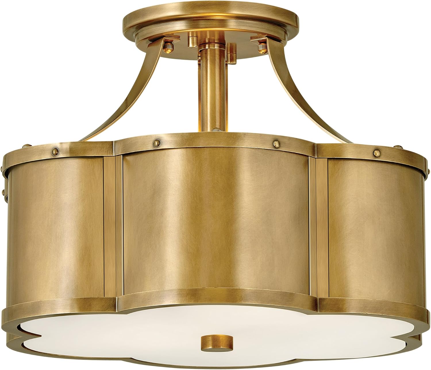 Hinkley Chance Two Light Medium Semi-Flush Mount Fixture – Classic, Timeless Details, Etched Lens – Heritage Brass