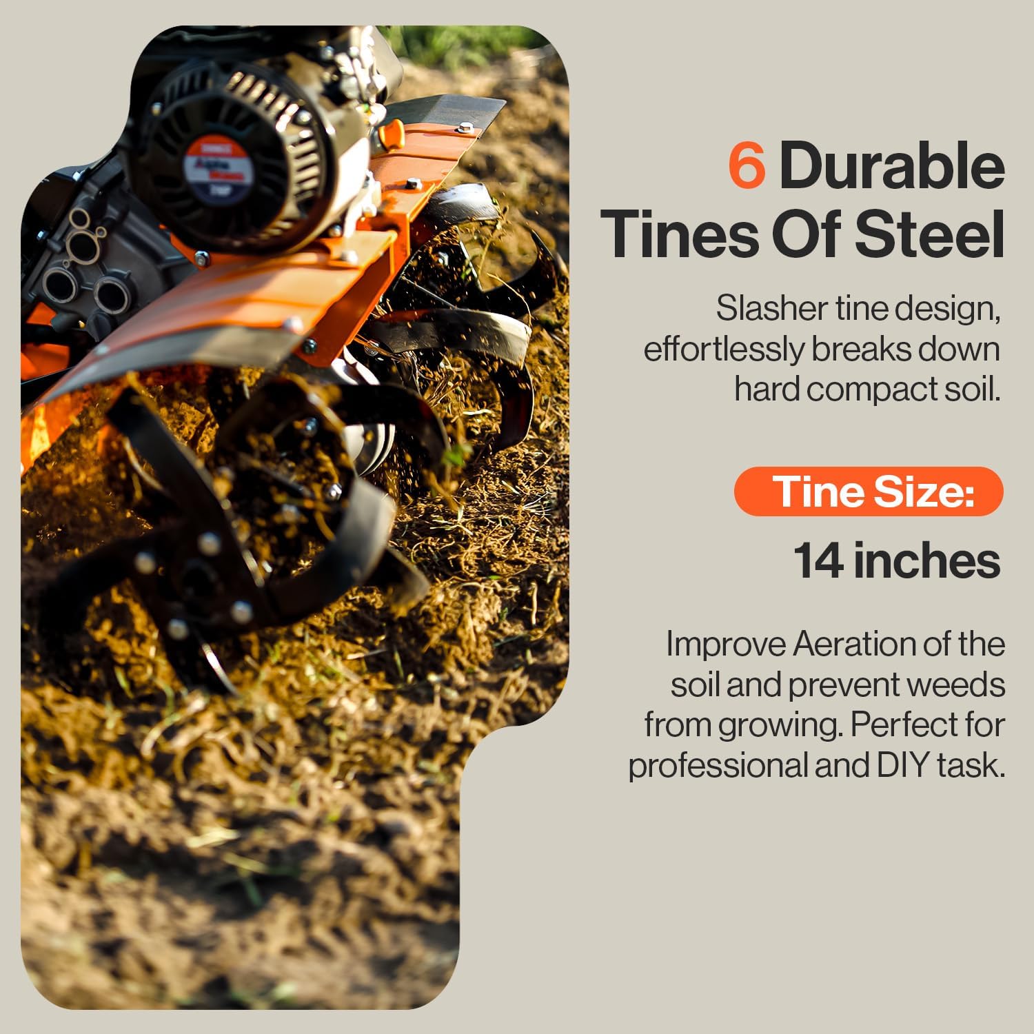 SuperHandy Tiller Cultivator – 7HP 209cc Engine, Adjustable Tilling Width & Depth, Heavy-Duty Steel Tines for Garden Soil Prep, Landscaping & Weed Removal (Front Tine Tiller)