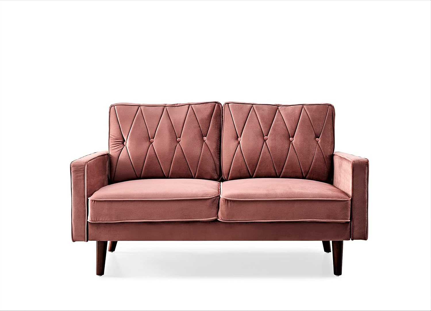 Container Furniture Modern Style Tufted Velvet Couches for Living Room with Soft Fabric Upholstery and Solid Wood Frame, 2 Piece Sofa and Loveseat Set, Rose
