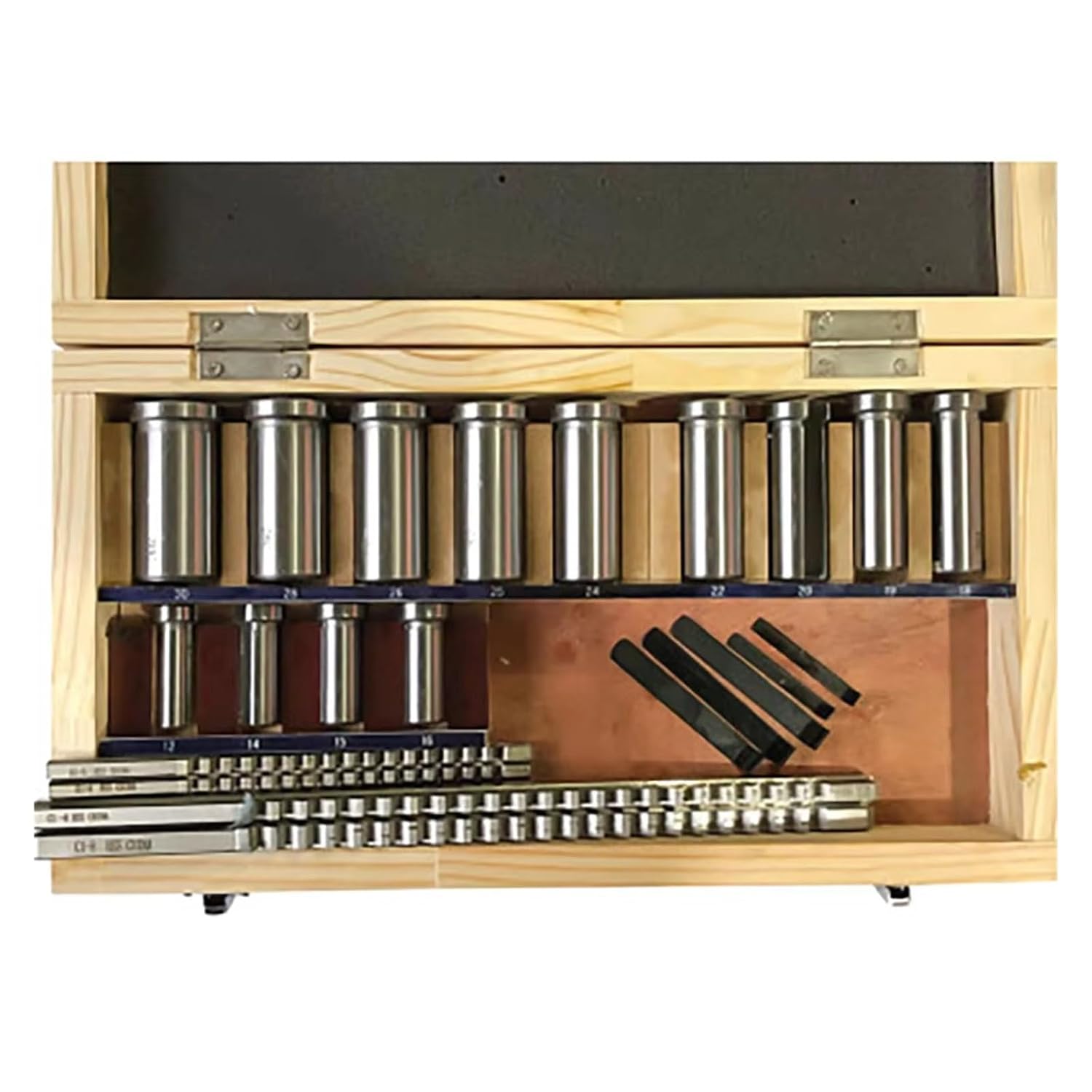Keyway Broach Kit 22Pcs Keyway Broach Sets Industrial Tools for Lathe Metric Size 4/5mmB1 6/8mmC Broaches 13p Bushings 5p Shims Metalworking Tool