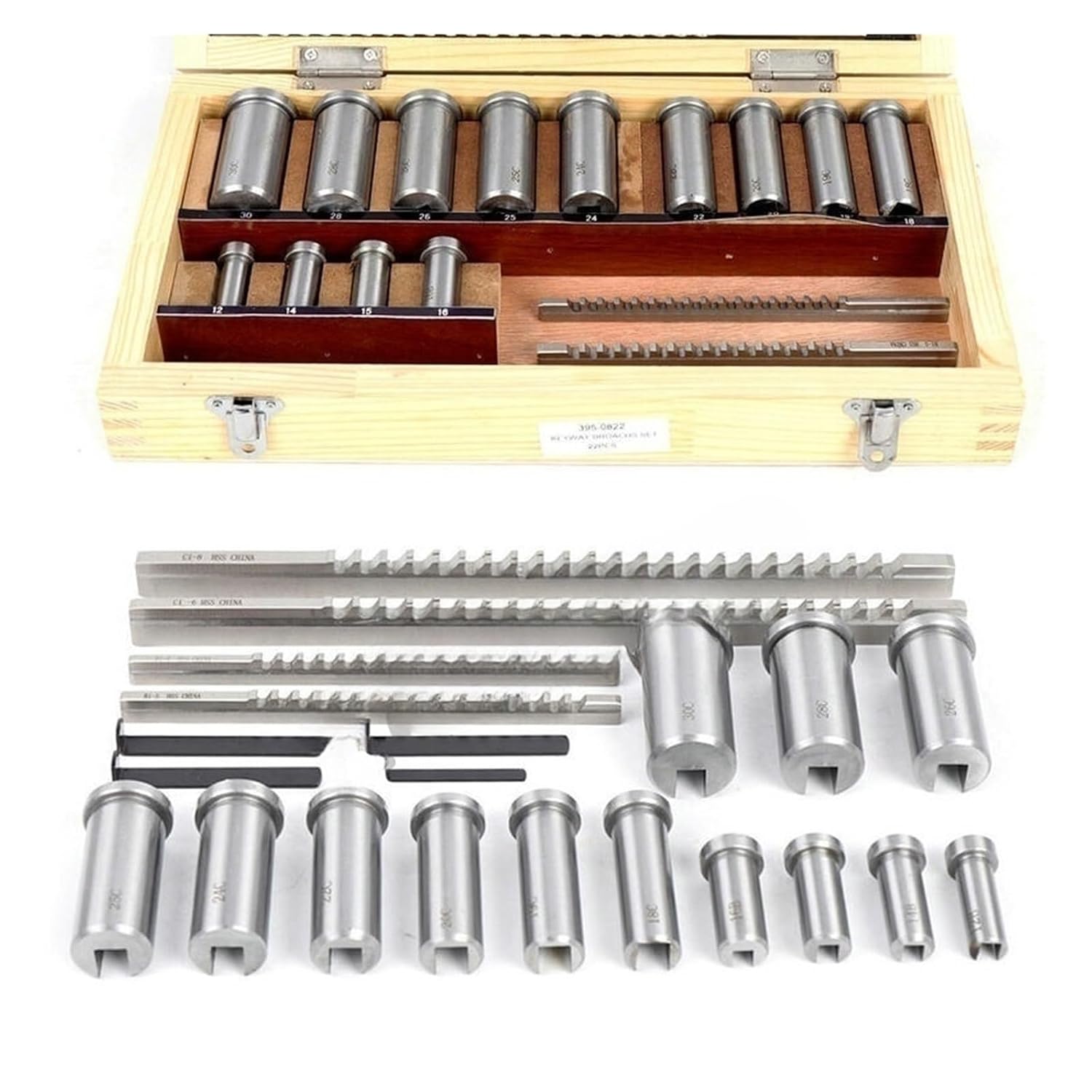 Keyway Broach Kit HSS Keyway Broach Set Metric Sized 22pcs 4/5/6/8mm Broaches Collared with Shims CNC Cutting Tools