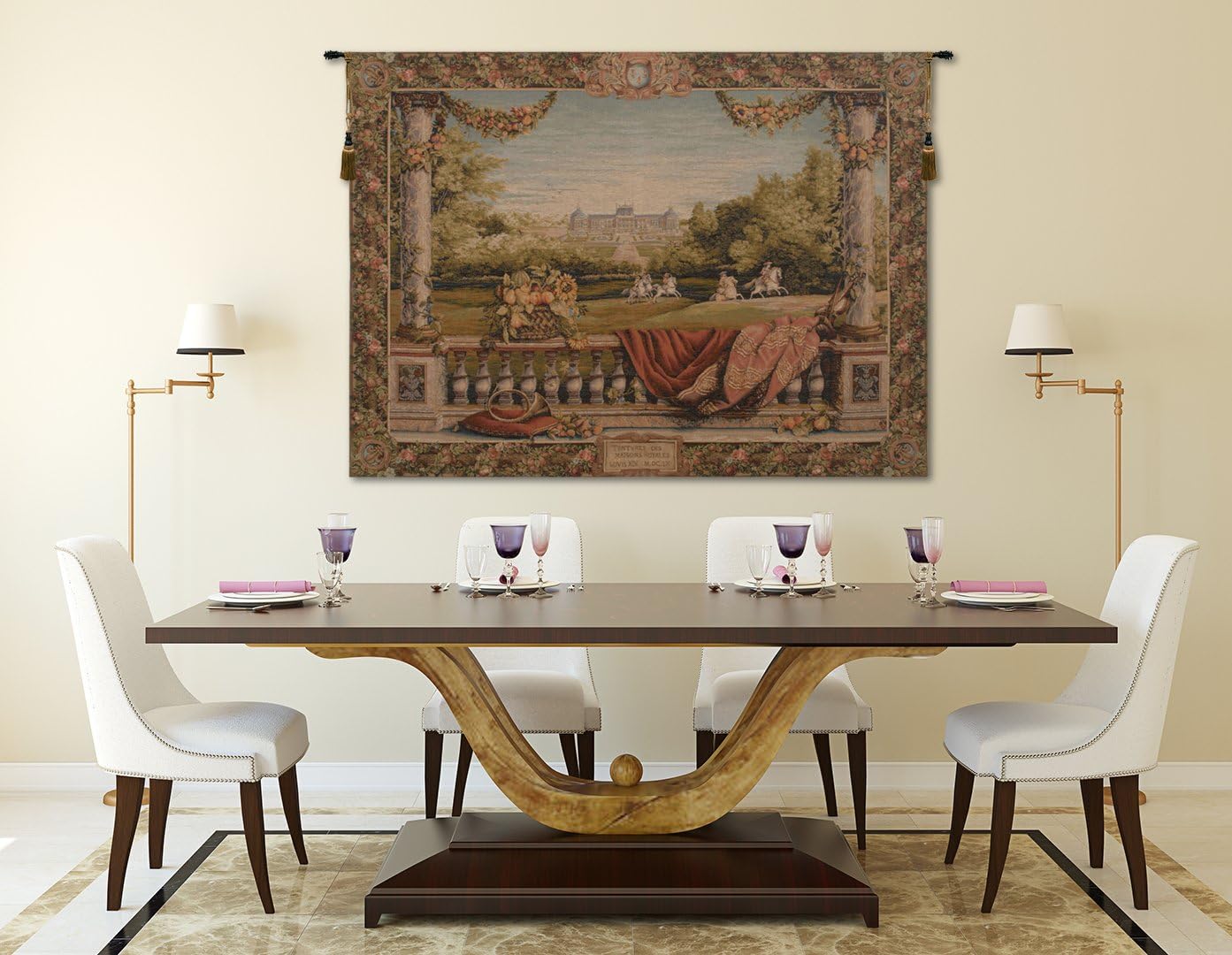 C Charlotte Home Furnishings Inc Terrasse Au Chateau I French Tapestry Wall Hanging 43 X 58 Inch Viscose Cotton And Polyester Blend Wall Art Perfect For Home Decor And Wall Decor