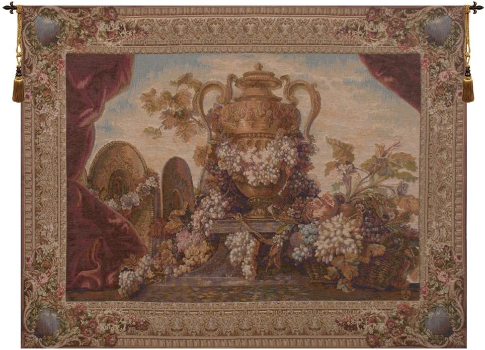 Charlotte Home Furnishings Inc. Vase And Raisins French Tapestry Wall Hanging, 32 x 44 Inch, Viscose Cotton and Polyester Blend Wall Art, Perfect For Home Decor, Wall Decor by J.B.Monoyer