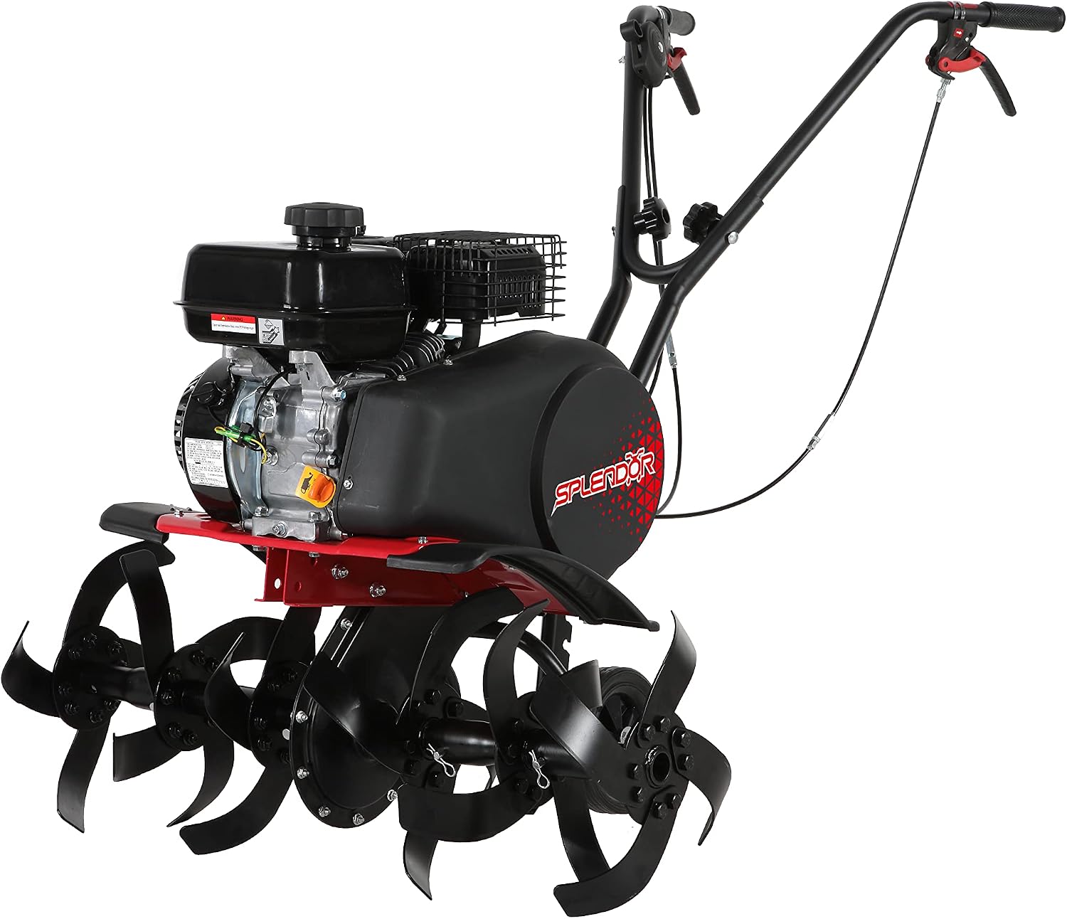 SPLENDOR Gas Powered Tiller 4 Cycle 212CC Working Width 13in-22in-33.5in Total Two Packages