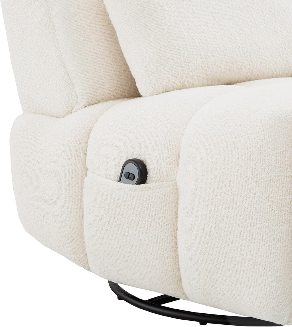 Watson & Whitely Oversized Power Recliner Chair for Adults, Swivel Rocker Recliner Chair with Lumbar Support, Ultra-Comfy Glider Recliner for Living Room Theater Seating Single Sofa, Cream