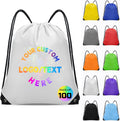 Grneric Custom Drawstring Bags Bulk 10/20/50/100/200 Pack, Promotional Items With Your Logo Personalized String Backpack for Gym, Sport, Travel, White