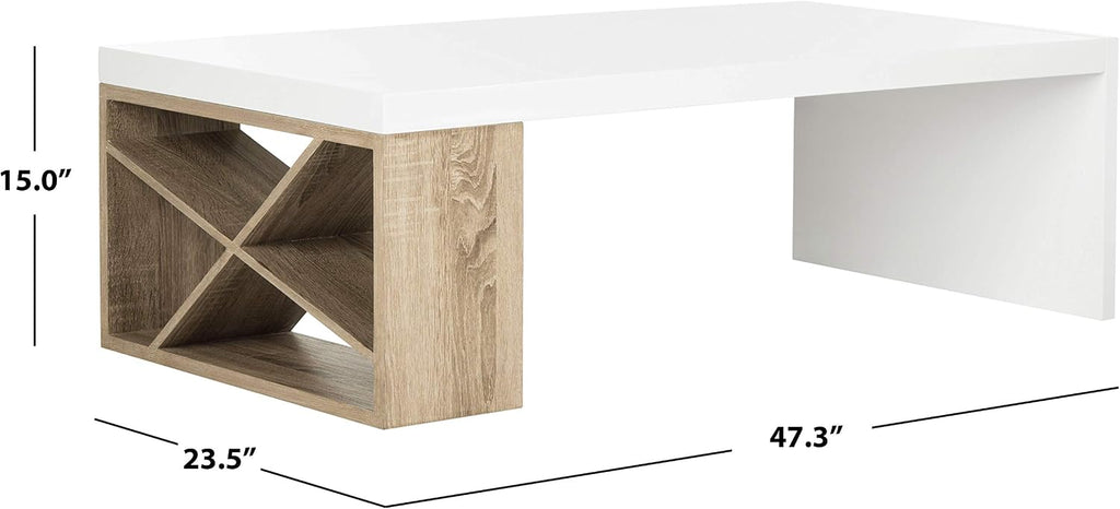 Safavieh Home Collection Carlton White Lacquer and Light Oak Side Coffee Table