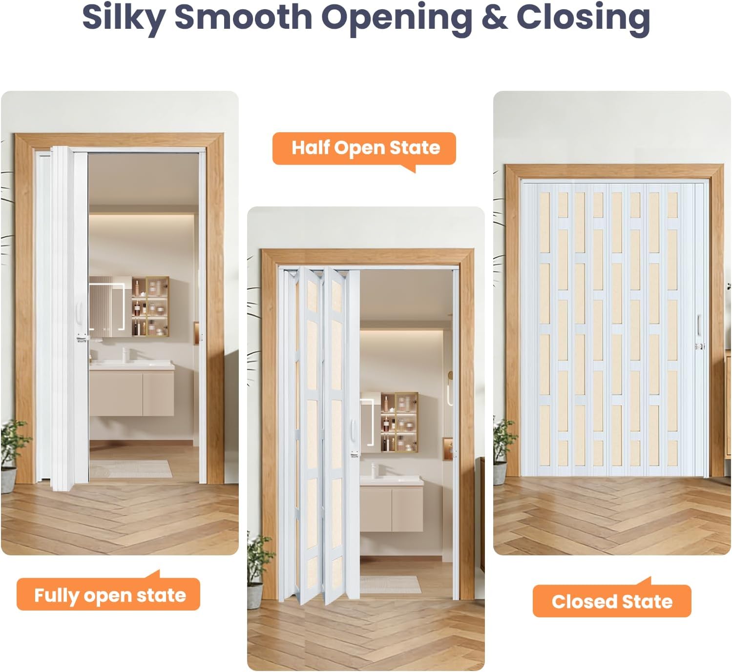 DIYHD 72X96in Glass Accordion Door, Large PVC Folding Door with Frosted Acrylic Panel for Privacy & High Light Transmission – Ideal for Oversized Openings, Space-Saving Closet or Room Divider