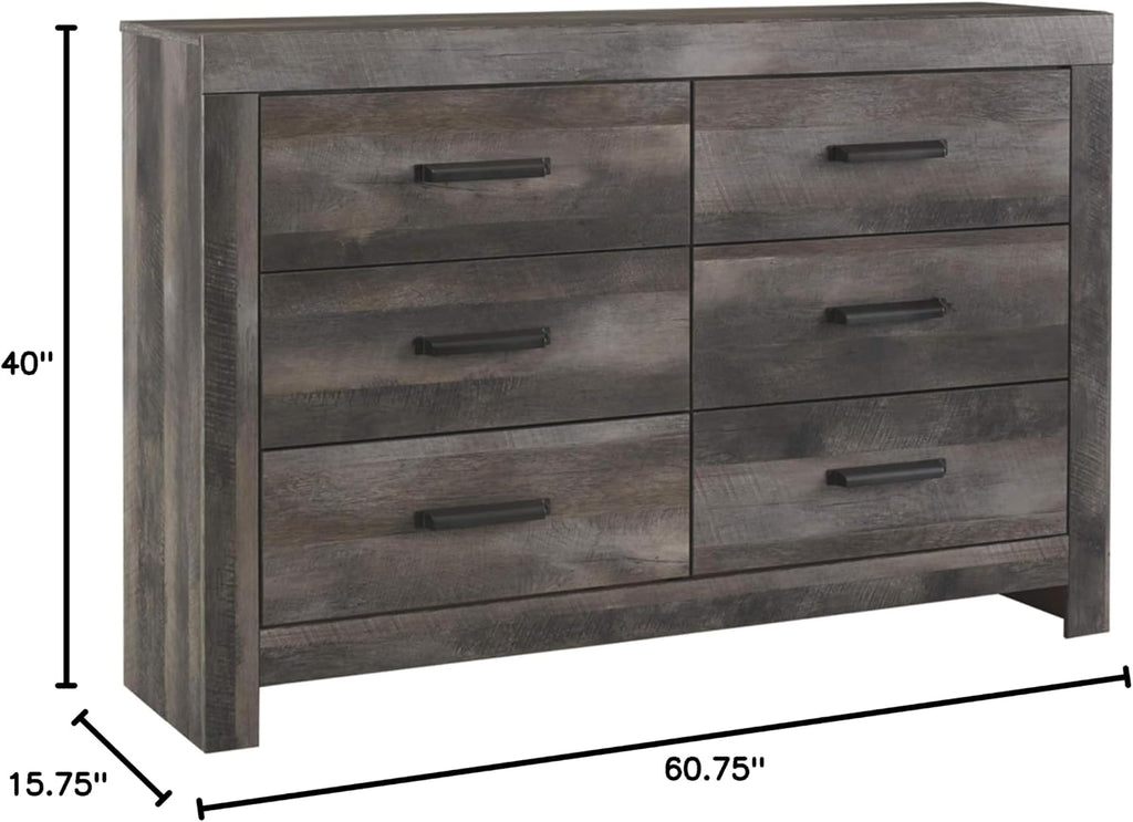 Signature Design by Ashley Wynnlow Rustic 6 Drawer Dresser, Weathered Gray