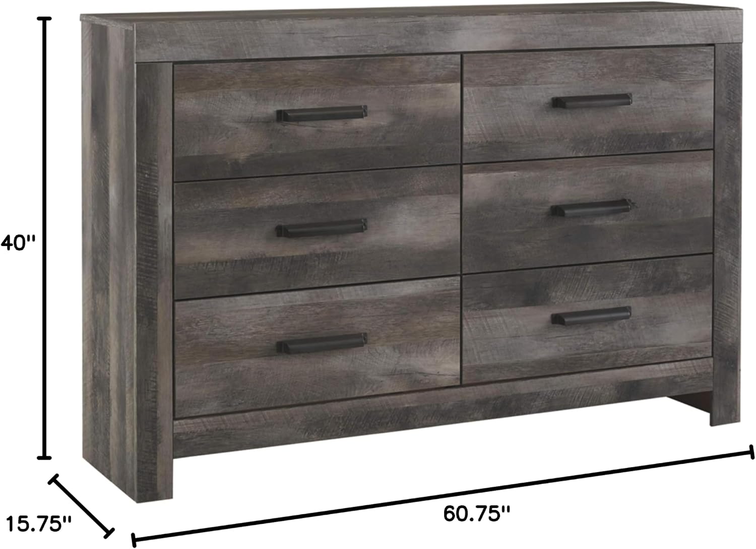 Signature Design by Ashley Wynnlow Rustic 6 Drawer Dresser, Weathered Gray