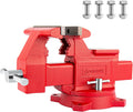 8' Heavy-Duty Bench Vise Ductile Iron Bench Vise with Strong 9900lbs Clamping Force 360° Swivel Bench Vice with Anvil, Red