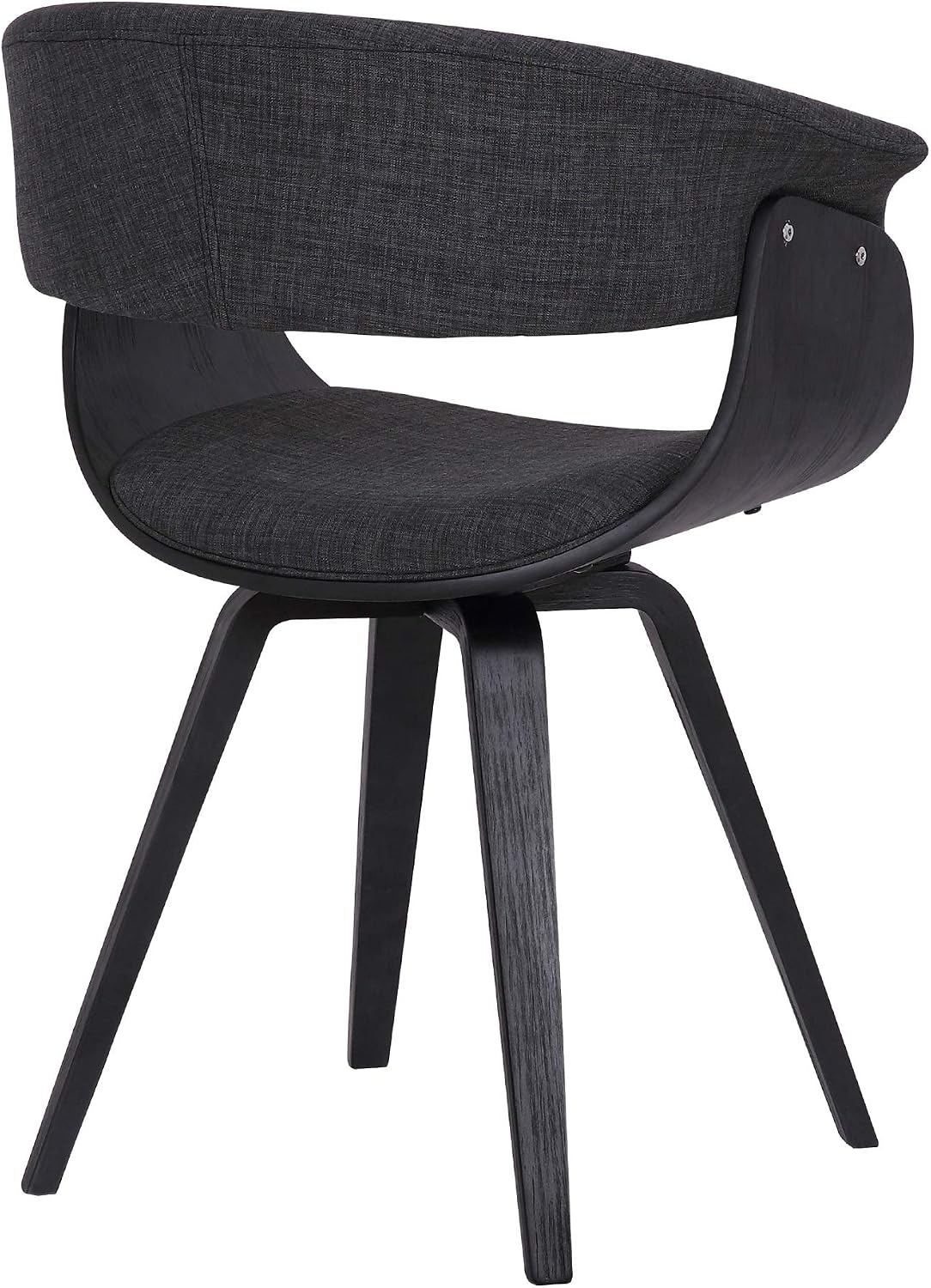 Armen Living Summer Mid Century Modern Dining Accent Chair for Table Kitchen Desk Vanity in Charcoal Fabric and Black Wood Finish