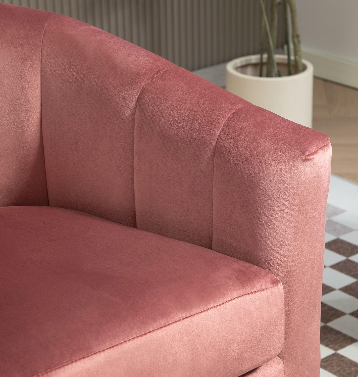 Container Furniture Direct Velvet Modern Accent Armchair - Luxury Gold Frame | Versatile Seating for Living Room, Bedroom, Office, Rose