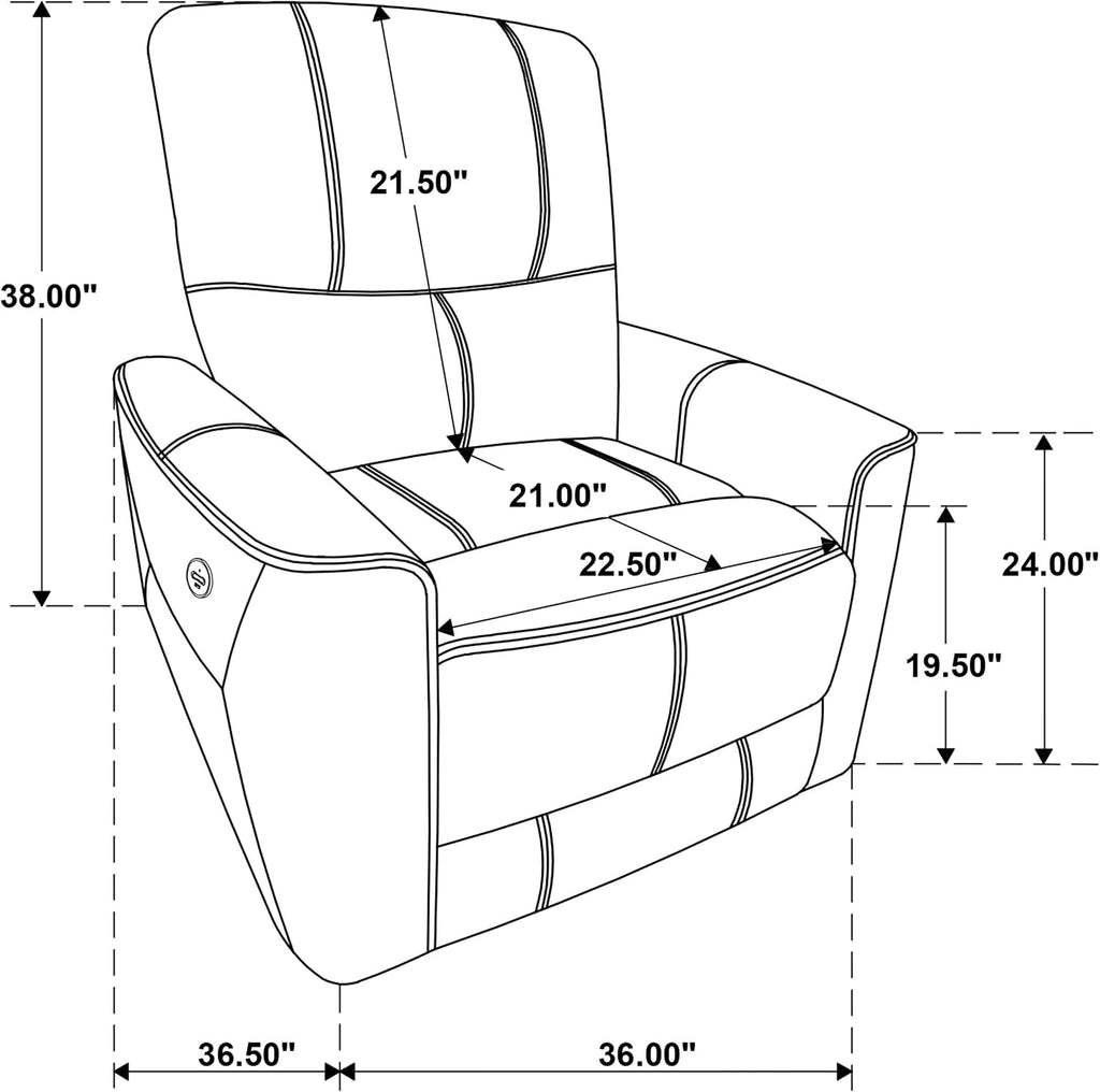 Coaster Home Furnishings - Greenfield - Faux Leather Upholstered Power Recliner Chair with Power Reclining, USB Port, and Channel Tufting - Living Room - Saddle Brown - 610266P