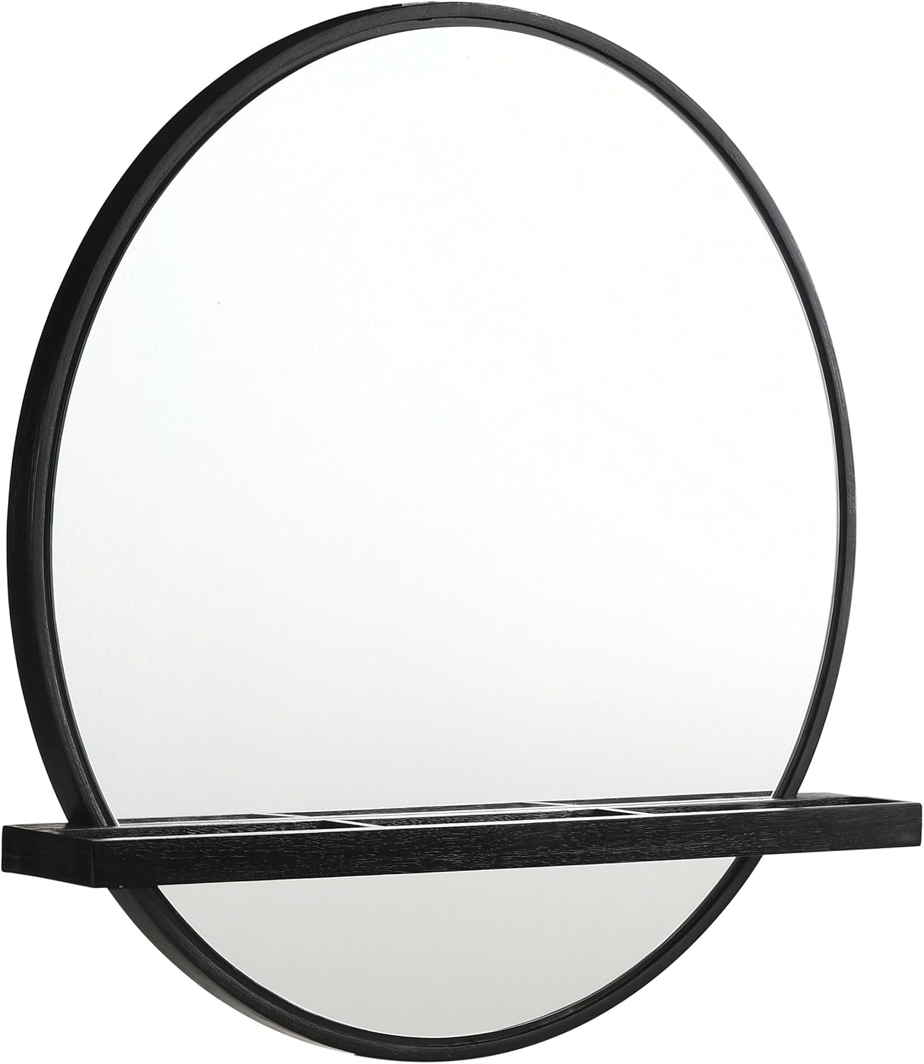 Coaster Home Furnishings Arini Coastal Round Wall Mounted Vanity Mirror for Bedroom with Jewelry Storage Shelf Black 224338