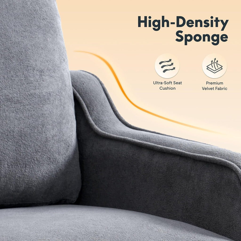 FLEXISPOT AC2 Accent Chair for Living Room, Mid Century Modern Reading Chair for Bedroom, Upholstered Armchair Comfy Single Sofa Side Chair for Office, Apartment, Small Room, Grey