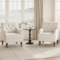 MALOL Upholstered Accent Chair Set of 2, Comfy Reading Chair for Living Room, Mid Century Modern Armchair with Thick Cushion & Solid Rubberwood Legs, for Bedroom/Small Spaces, Beige