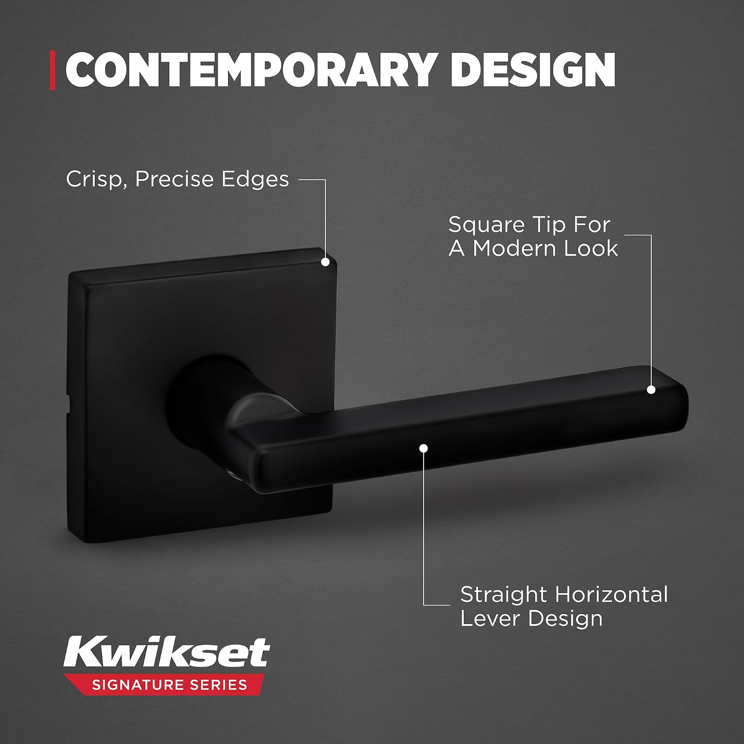 Kwikset Halifax Interior Passage Door Handle, Lever for Closet and Hallway Doors, Reversible Non-Locking Handle Lever, Matte Black, with Microban Protection, 4 Pack