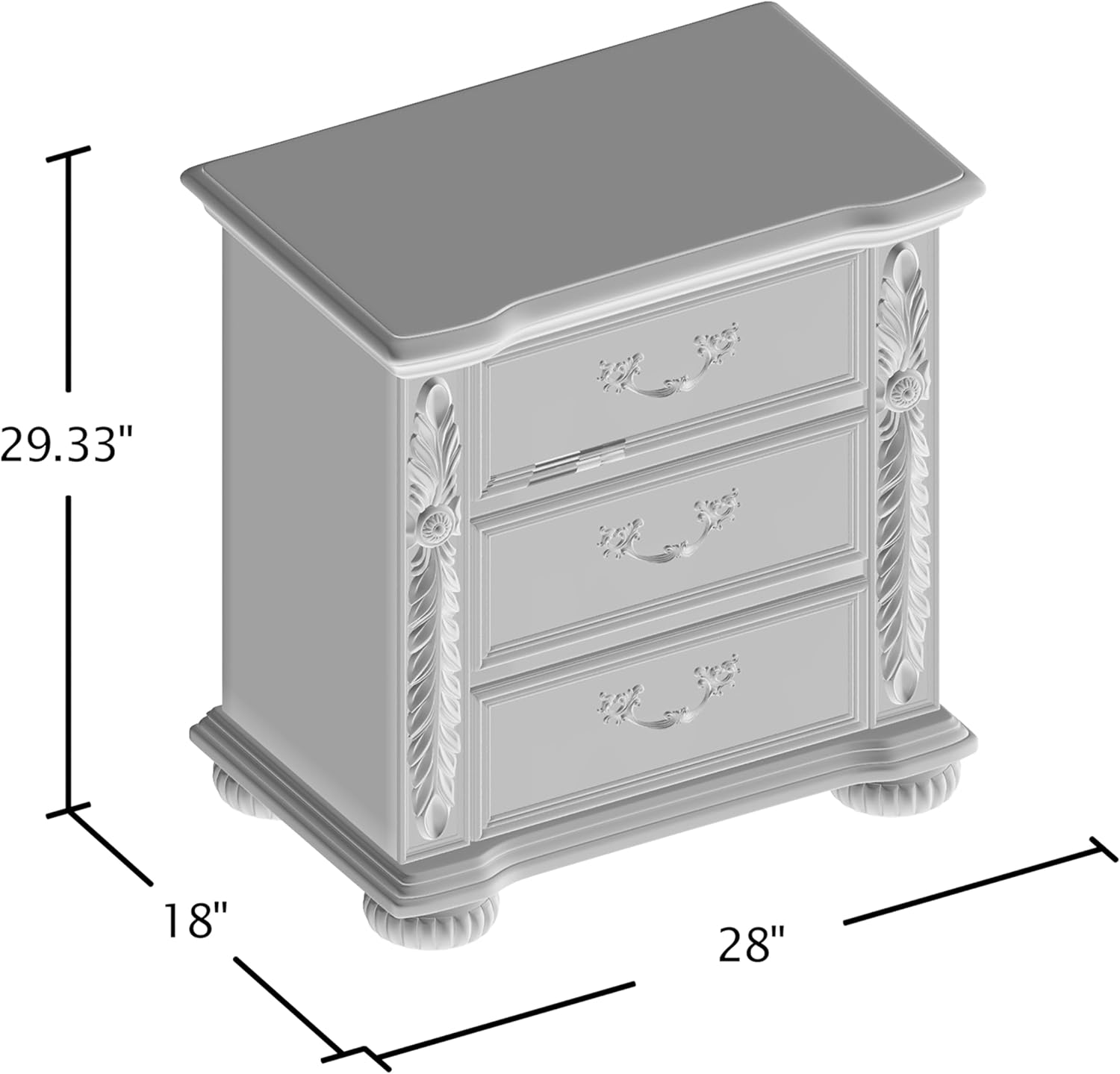 Furniture of America Caldara ‎Traditional 3-Drawer Wood Nightstand, Bedside Table for Bedroom, Home Office, Brown Cherry