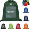 Custom Drawstring Backpacks with Logo or Text, Pack of 50, Forest Green, Water-Resistant, Personalized Promotional Bags for Branded Giveaways, Corporate Events, Trade Shows, Conferences