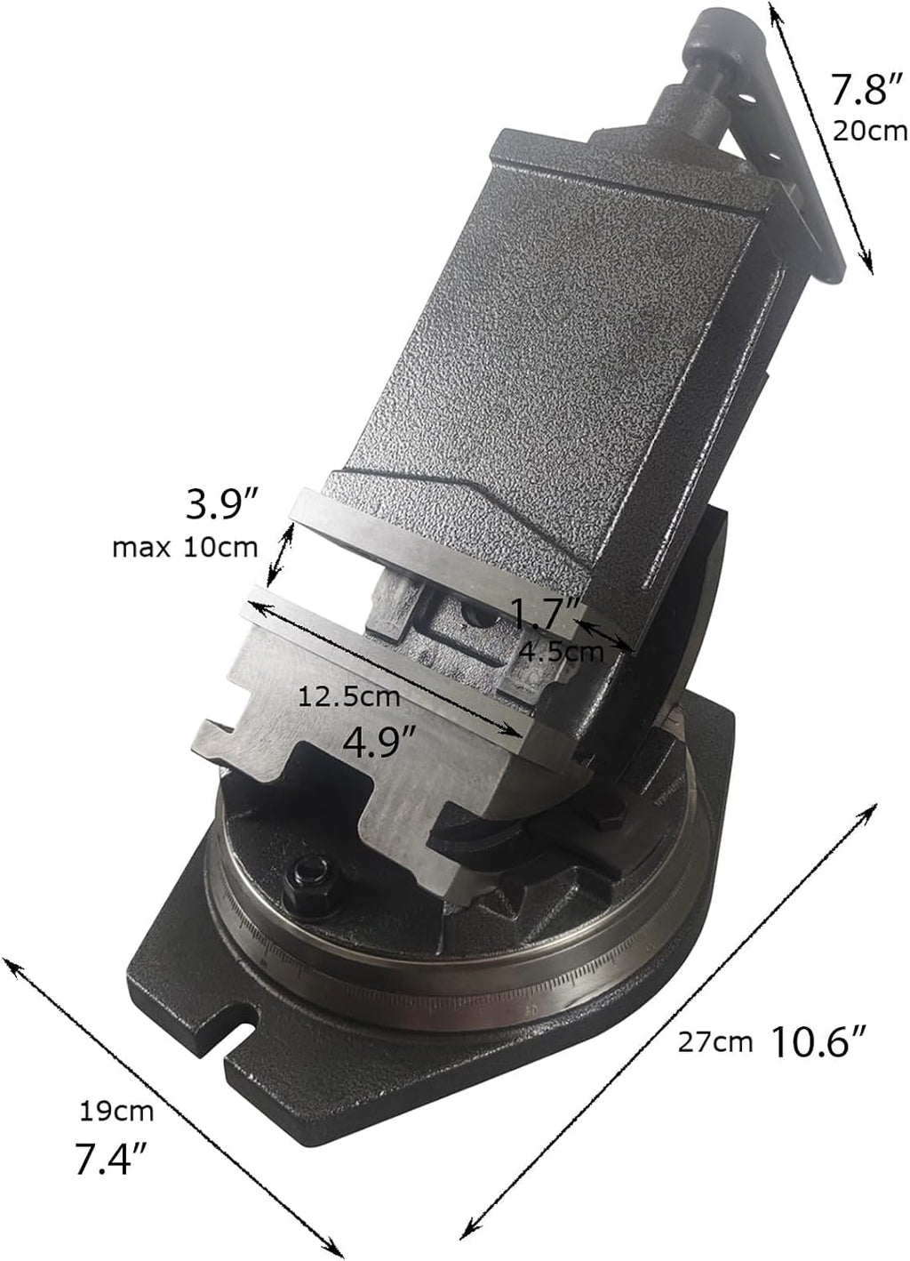 5 Inch Milling Machine Vise with Base, Bench Vise Tilting and Swiveling Milling Vise Precision Clamping milling machine vise for Mills/Grinders/NC Machines