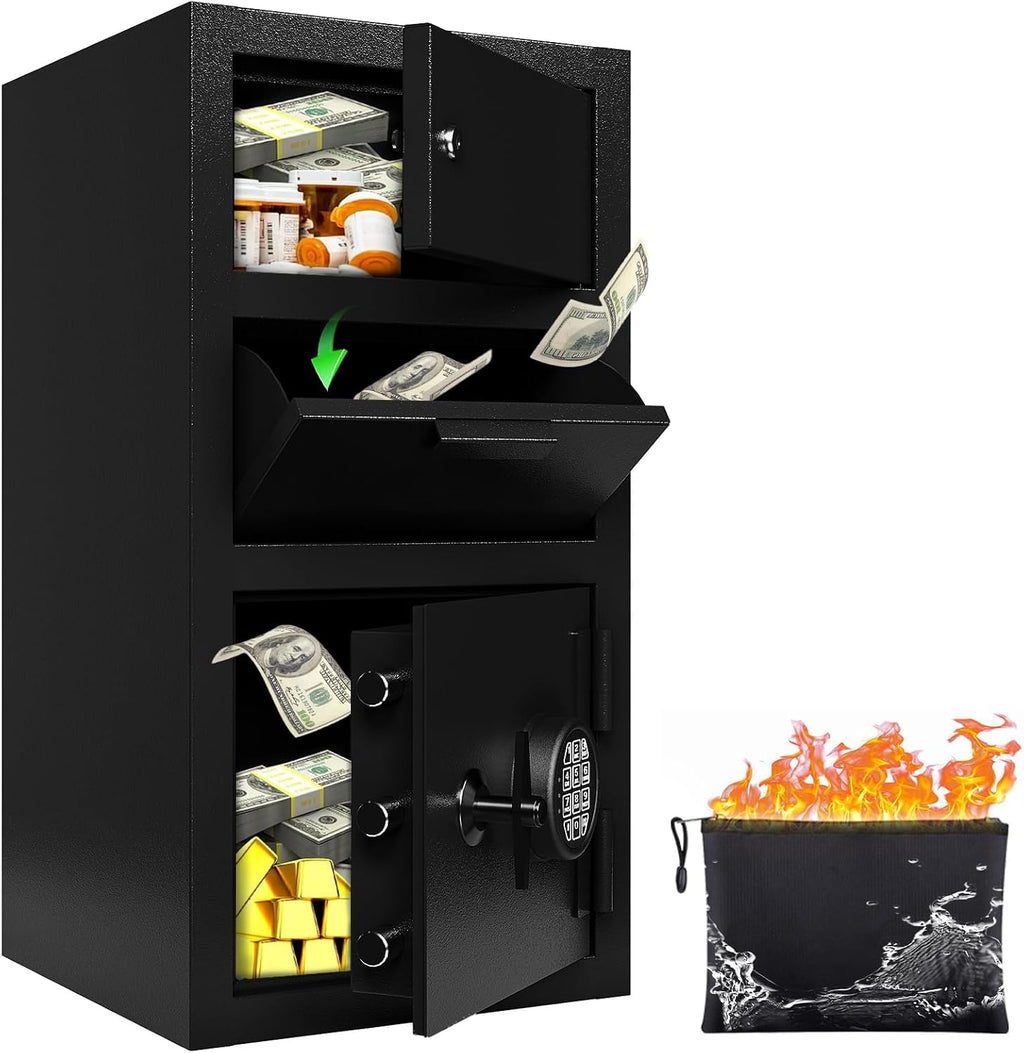 KAER 6.5 CuFt Drop Safe for Business, Cash Safe with Drop Slot, 68 lbs Heavy Duty Money Safe Box with Deposit Slot, Anti-Theft Safety Boxes for Home Floor Safe, Quick Access Digital Keypad Keys
