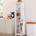 Function Home Tall Storage Cabinet, 64' Narrow Bathroom Cabinets, Freestanding Kitchen Pantry with Door Storage Shelves, Wooden Slim Floor Cabinets for Kitchen Dining Living Room, White