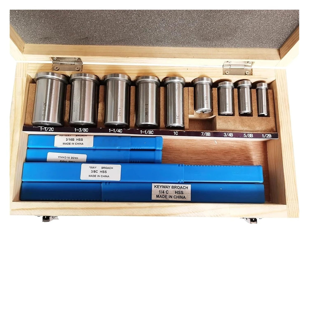 Keyway Broach Kit 18pcs CNC Keyway Broaches Set Bushing Shim Set 1/2-1-1/2 Broaching Tool Inch Sized High Speed Steel Cutting Tool