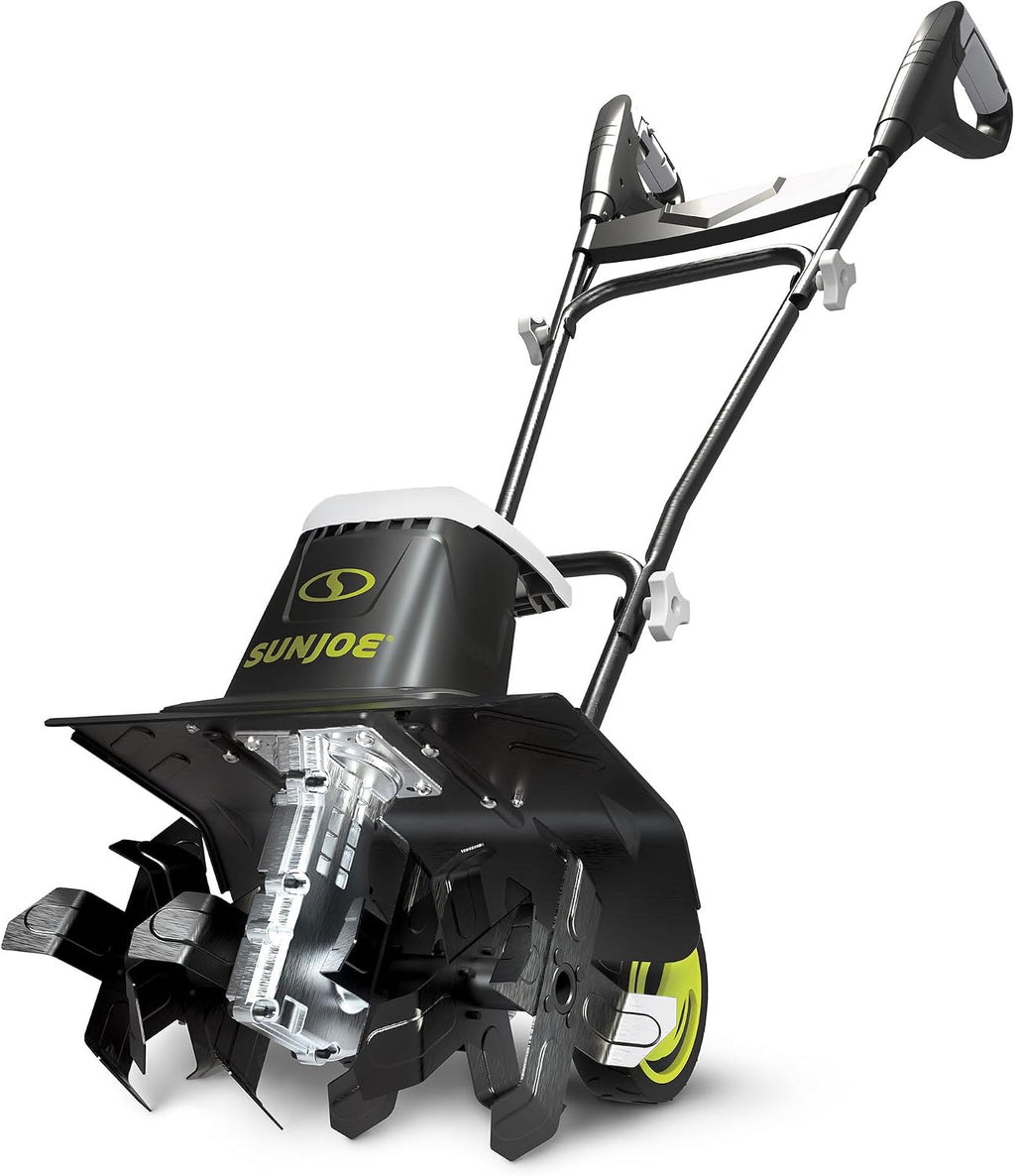 Sun Joe Corded Electric Garden Tiller & Cultivator with Steel Tines, 16', 13.5-Amp Motor - Heavy-Duty Tilling Machine for Lawn, Yard, and Gardening Care, TJ604E