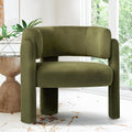 COLAMY Modern Velvet Accent Chair, Upholstered Barrel Chair, Comfy Side Arm Chair with 3 Legs for Living Room, Bedroom, Reading, Green