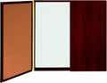 Ghent Conference Cabinet - Porcelain Magnetic Whiteboard w/Cork on Interior of Doors - Mahogany - Made in the USA