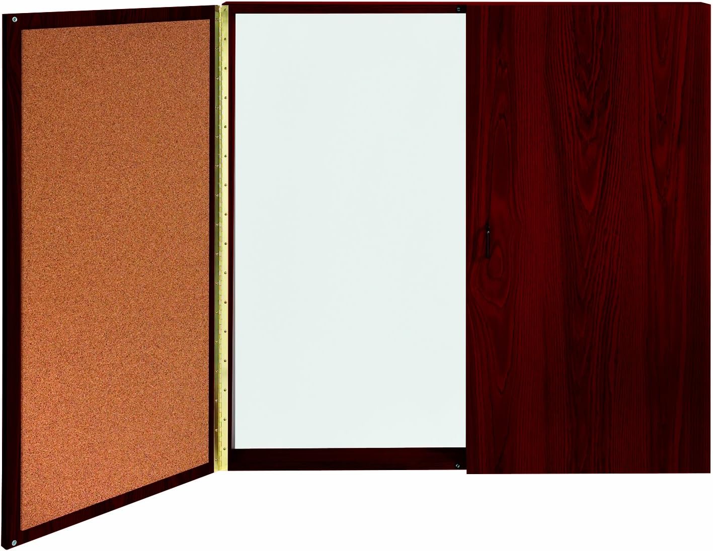 Ghent Conference Cabinet - Porcelain Magnetic Whiteboard w/Cork on Interior of Doors - Mahogany - Made in the USA