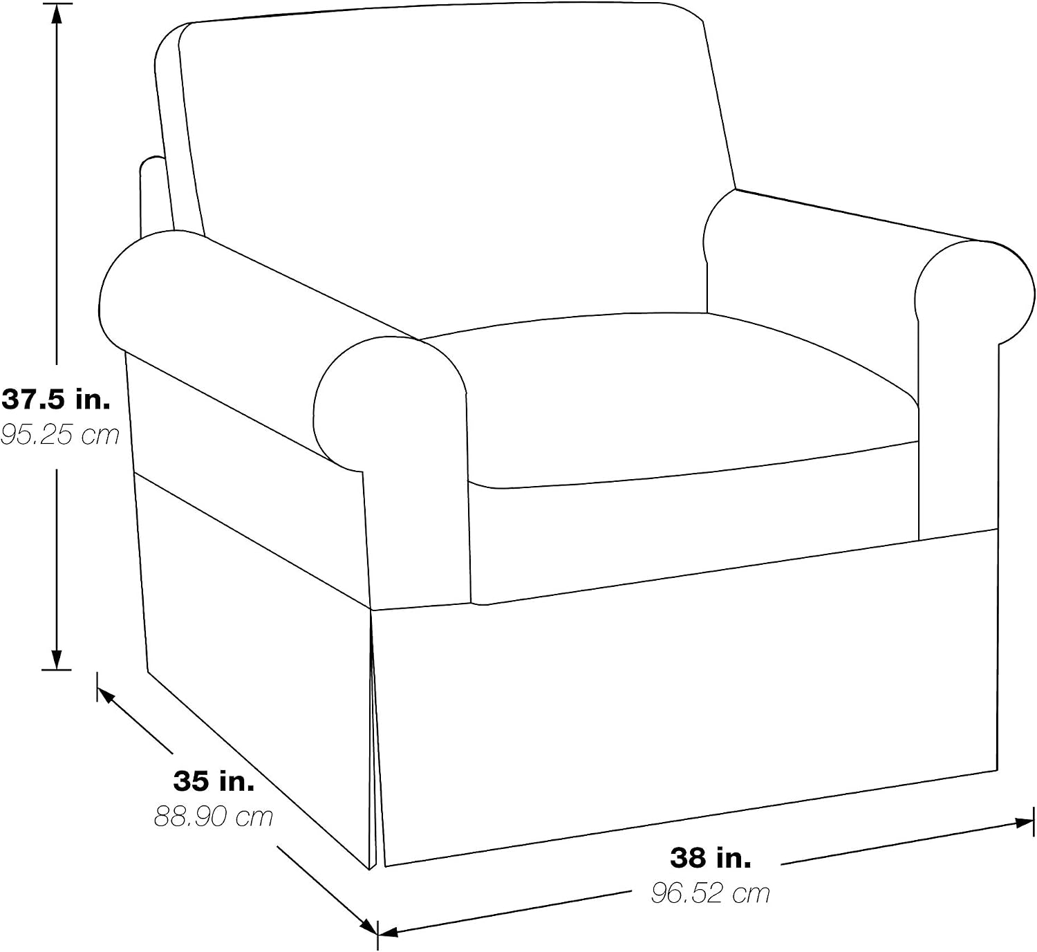 OSP Home Furnishings Ashton Rolled Arm Chair with Slipcover, White