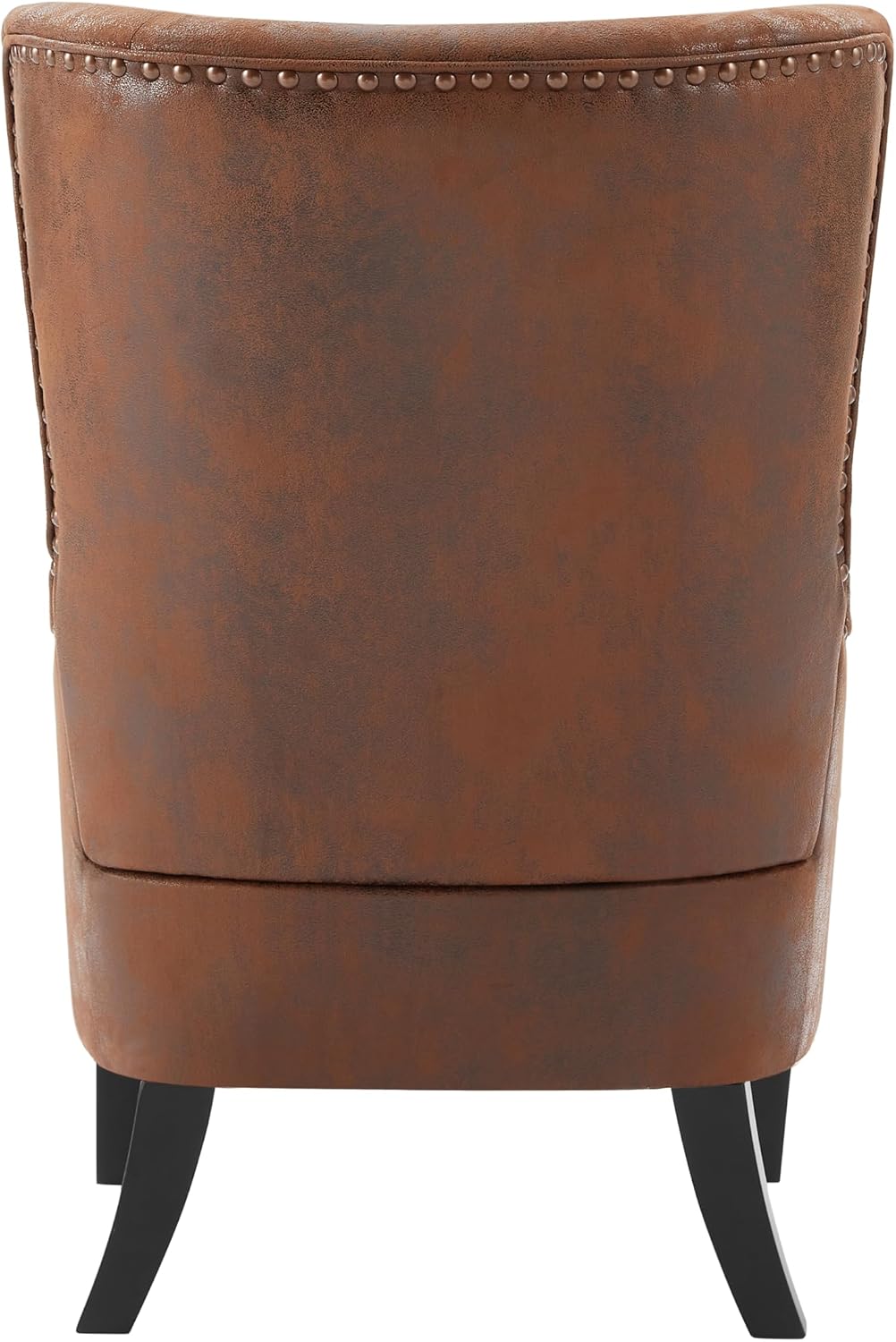 Christopher Knight Home Elber Mid-Century Modern Wingback Accent Chair, Faux Suede Upholstered Club Chair with Cushion, Wooden Living Room Lounge Chair for Reading, Relaxation, Brown