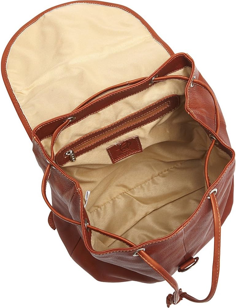 Piel Leather Medium Drawstring Backpack, Black, One Size