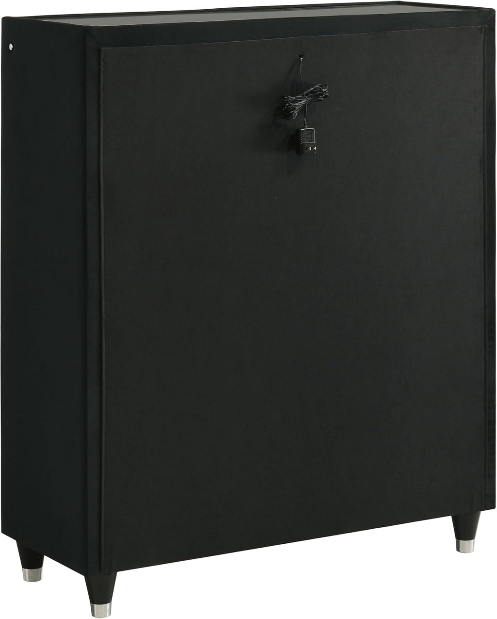 Coaster Home Furnishings - Lorient - Wood and Velvet - 5-Drawer Chest with Built-in LED Lighting, Crystal Knobs and English Dovetail Joinery - Bedroom - Black - 223165
