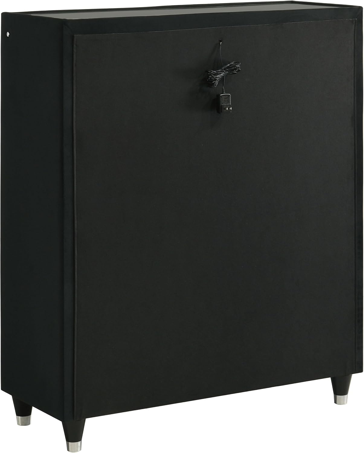 Coaster Home Furnishings - Lorient - Wood and Velvet - 5-Drawer Chest with Built-in LED Lighting, Crystal Knobs and English Dovetail Joinery - Bedroom - Black - 223165