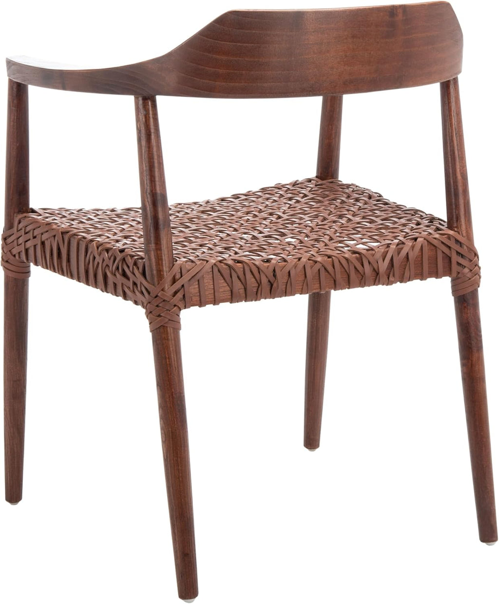 SAFAVIEH Home Collection Munro Walnut Sungkai Wood/Cognac Leather Woven Accent Chair (Fully Assembled)