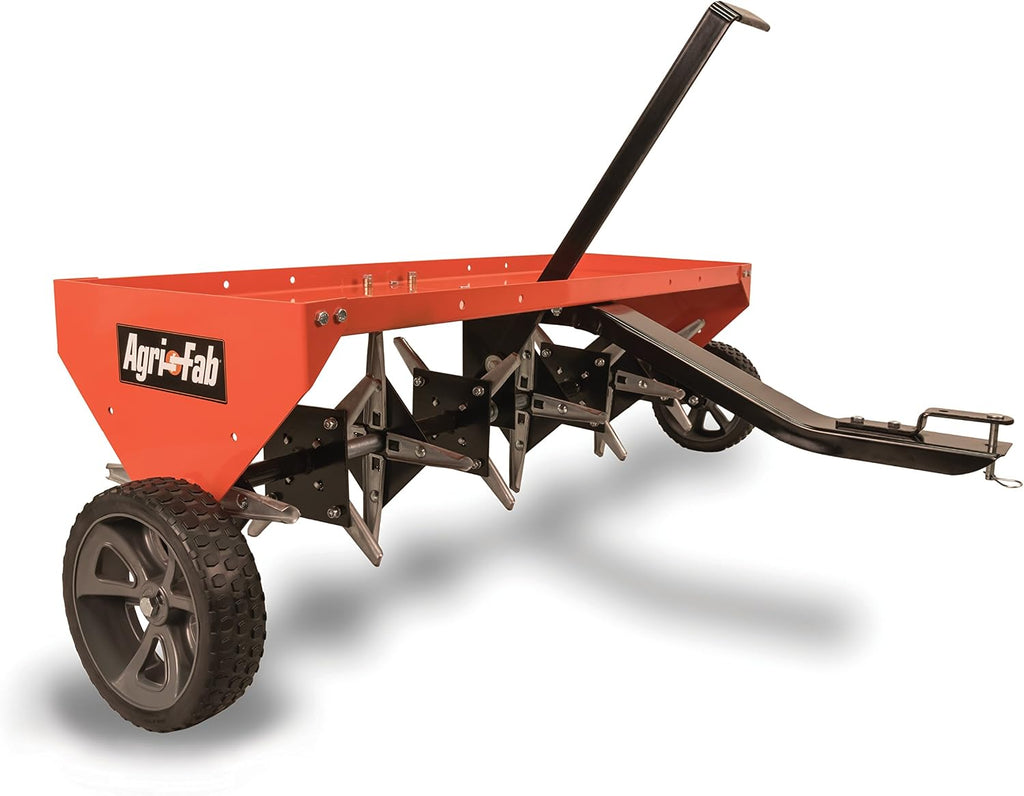 Agri-Fab 48 In Tow Behind Lawn Plug Aerator with 32 Galvanized Knives and Universal Hitch